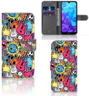 B2Ctelecom Huawei Y5 (2019) Wallet Case met Pasjes Punk Rock