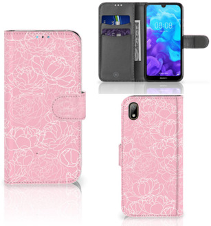 B2Ctelecom Huawei Y5 (2019) Wallet Case White Flowers