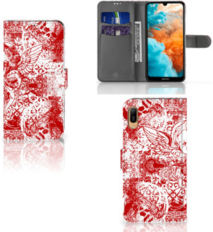 B2Ctelecom Huawei Y6 (2019) Telefoonhoesje met Naam Angel Skull Red