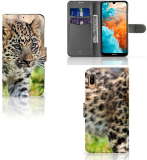 B2Ctelecom Huawei Y6 (2019) Telefoonhoesje met Pasjes Baby Luipaard