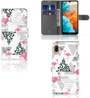 B2Ctelecom Huawei Y6 (2019) Telefoonhoesje met Pasjes Flamingo Triangle