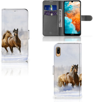 B2Ctelecom Huawei Y6 (2019) Telefoonhoesje met Pasjes Paarden