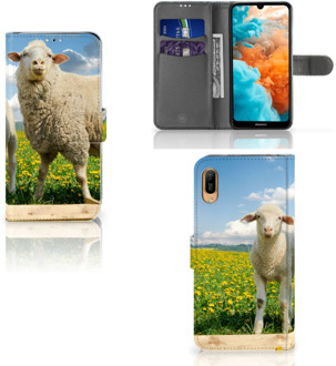 B2Ctelecom Huawei Y6 (2019) Telefoonhoesje met Pasjes Schaap en Lammetje