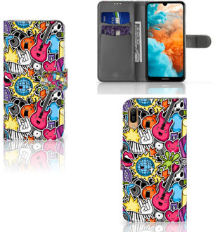 B2Ctelecom Huawei Y6 (2019) Wallet Case met Pasjes Punk Rock