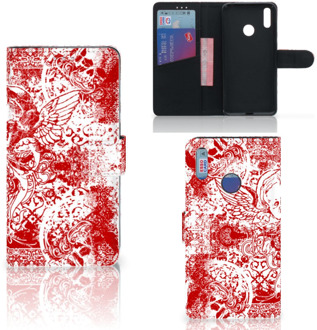 B2Ctelecom Huawei Y7 (2019) Telefoonhoesje met Naam Angel Skull Red