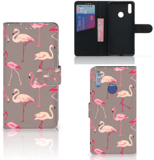 B2Ctelecom Huawei Y7 (2019) Telefoonhoesje met Pasjes Flamingo