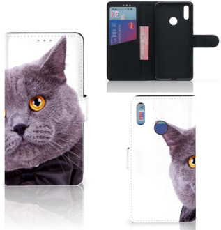 B2Ctelecom Huawei Y7 (2019) Telefoonhoesje met Pasjes Kat