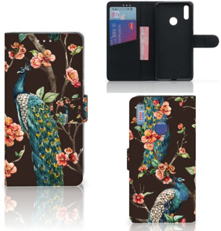 B2Ctelecom Huawei Y7 (2019) Telefoonhoesje met Pasjes Pauw met Bloemen