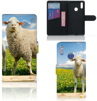 B2Ctelecom Huawei Y7 (2019) Telefoonhoesje met Pasjes Schaap en Lammetje