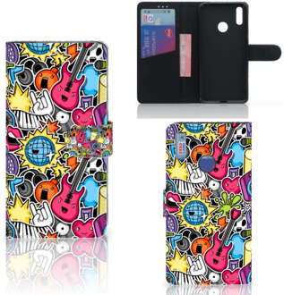 B2Ctelecom Huawei Y7 (2019) Wallet Case met Pasjes Punk Rock