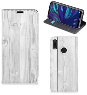 B2Ctelecom Huawei Y7 hoesje Y7 Pro (2019) Book Wallet Case White Wood