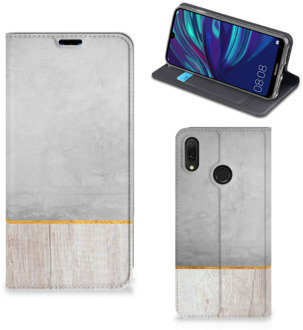 B2Ctelecom Huawei Y7 hoesje Y7 Pro (2019) Book Wallet Case Wood Concrete