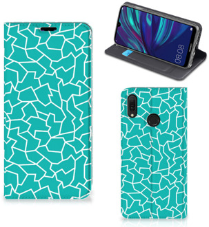 B2Ctelecom Huawei Y7 hoesje Y7 Pro (2019) Bookcase Design Cracks Blue