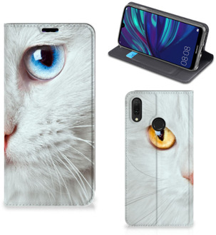 B2Ctelecom Huawei Y7 hoesje Y7 Pro (2019) Hoesje maken Witte Kat