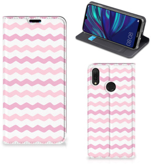 B2Ctelecom Huawei Y7 hoesje Y7 Pro (2019) Hoesje met Magneet Waves Roze