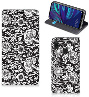 B2Ctelecom Huawei Y7 hoesje Y7 Pro (2019) Smart Cover Black Flowers