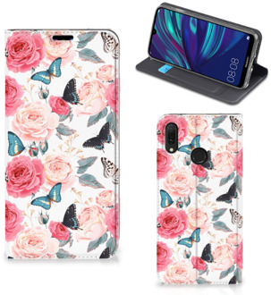 B2Ctelecom Huawei Y7 hoesje Y7 Pro (2019) Smart Cover Butterfly Roses