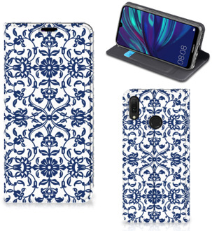 B2Ctelecom Huawei Y7 hoesje Y7 Pro (2019) Smart Cover Flower Blue