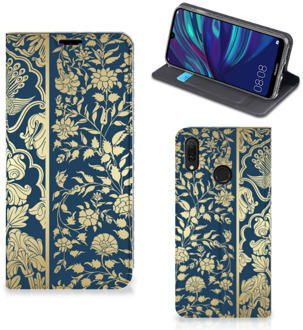 B2Ctelecom Huawei Y7 hoesje Y7 Pro (2019) Smart Cover Golden Flowers