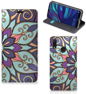 B2Ctelecom Huawei Y7 hoesje Y7 Pro (2019) Smart Cover Purple Flower