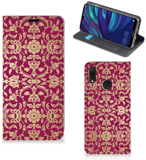 B2Ctelecom Huawei Y7 hoesje Y7 Pro (2019) Telefoon Hoesje Barok Pink