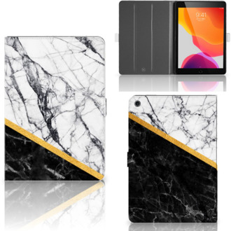 B2Ctelecom iPad 10.2 (2019) | iPad 10.2 (2020) Leuke hoesje  Marble White Black