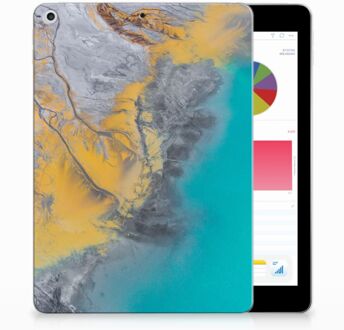 B2Ctelecom iPad 9.7 2018 | 2017 Tablethoesje Design Marble Blue Gold