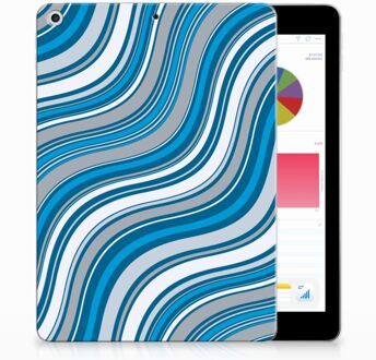 B2Ctelecom iPad 9.7 2018 | 2017 Tablethoesje Design Waves Blue