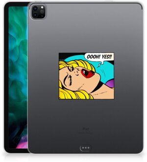 B2Ctelecom iPad Pro 12.9 (2020) | iPad Pro 12.9 (2021) TPU Siliconen Hoesje Popart Oh Yes met transparant zijkanten