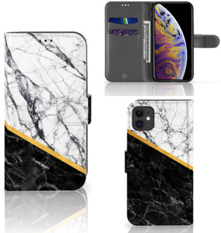 B2Ctelecom iPhone 11 Bookcase Marble White Black