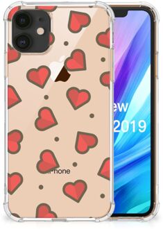 B2Ctelecom iPhone 11 Doorzichtige Silicone Hoesje Hearts