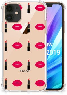 B2Ctelecom iPhone 11 Doorzichtige Silicone Hoesje Lipstick Kiss