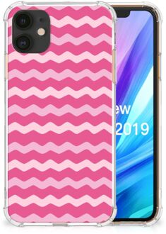 B2Ctelecom iPhone 11 Doorzichtige Silicone Hoesje Waves Pink