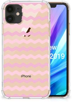 B2Ctelecom iPhone 11 Doorzichtige Silicone Hoesje Waves Roze