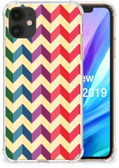 B2Ctelecom iPhone 11 Doorzichtige Silicone Hoesje Zigzag Color