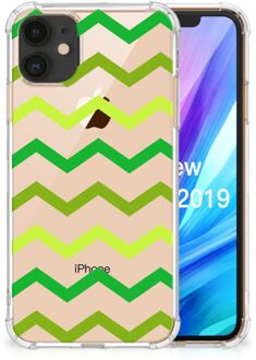 B2Ctelecom iPhone 11 Doorzichtige Silicone Hoesje Zigzag Groen