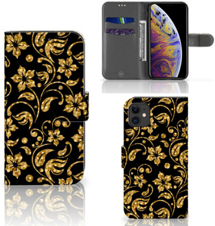 B2Ctelecom iPhone 11 Hoesje Gouden Bloemen