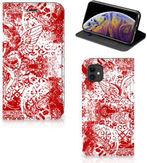 B2Ctelecom iPhone 11 Mobiel BookCase Angel Skull Red