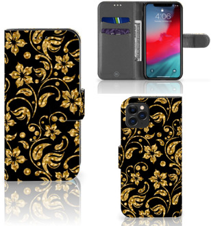 B2Ctelecom iPhone 11 Pro Hoesje Gouden Bloemen