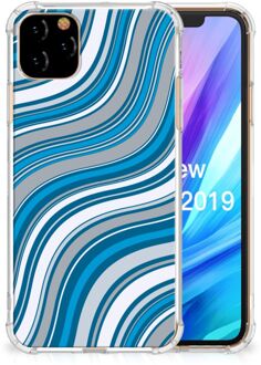 B2Ctelecom iPhone 11 Pro Max Doorzichtige Silicone Hoesje Waves Blue