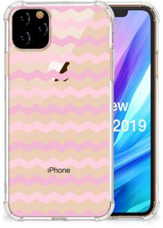 B2Ctelecom iPhone 11 Pro Max Doorzichtige Silicone Hoesje Waves Roze