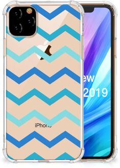 B2Ctelecom iPhone 11 Pro Max Doorzichtige Silicone Hoesje Zigzag Blauw