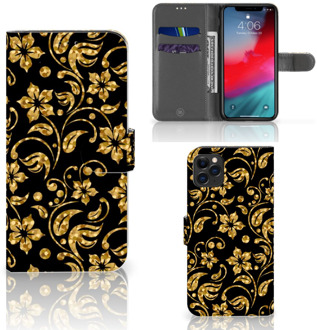 B2Ctelecom iPhone 11 Pro Max Hoesje Gouden Bloemen