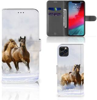 B2Ctelecom iPhone 11 Pro Max Telefoonhoesje met Pasjes Paarden