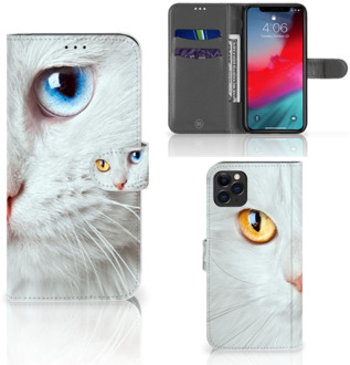 B2Ctelecom iPhone 11 Pro Max Telefoonhoesje met Pasjes Witte Kat