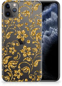 B2Ctelecom iPhone 11 Pro Max TPU Siliconen Hoesje Gouden Bloemen