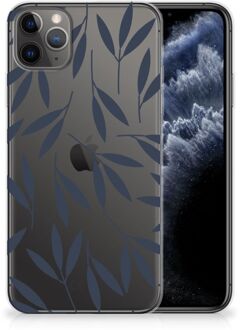 B2Ctelecom iPhone 11 Pro Max TPU Siliconen Hoesje Leaves Blue