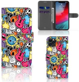 B2Ctelecom iPhone 11 Pro Max Wallet Case met Pasjes Punk Rock