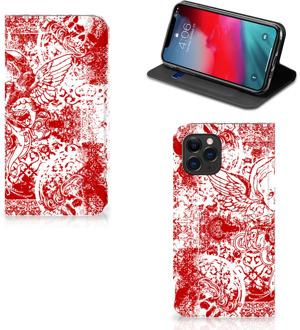 B2Ctelecom iPhone 11 Pro Mobiel BookCase Angel Skull Red