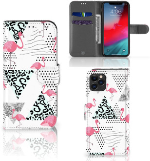 B2Ctelecom iPhone 11 Pro Telefoonhoesje met Pasjes Flamingo Triangle